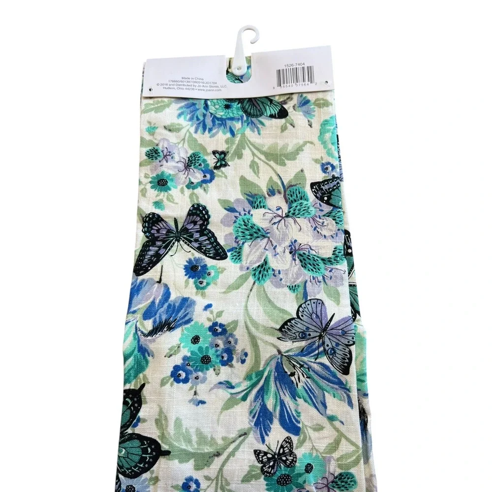 Wild Blooms Hand Towel OS Multicolor Brand New Butterfly Floral Embroidered